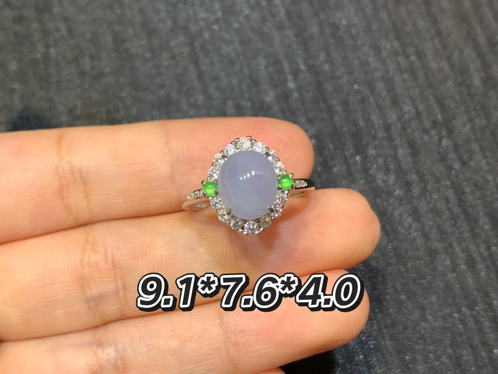 Lavender Natural Jadeite Cabochon Ring — S925 Silver · No. DC5B (photo 1)