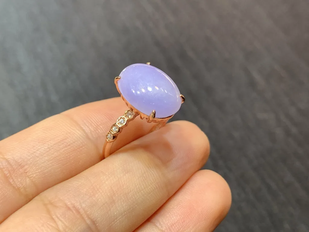 Lavender Natural Jadeite Cabochon Ring — S925 Silver · No. 2816 (photo 4)