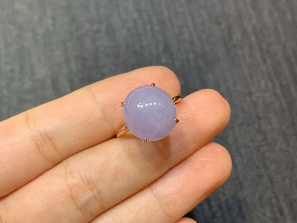 Lavender Natural Jadeite Cabochon Ring — S925 Silver · No. 311A (photo 2)