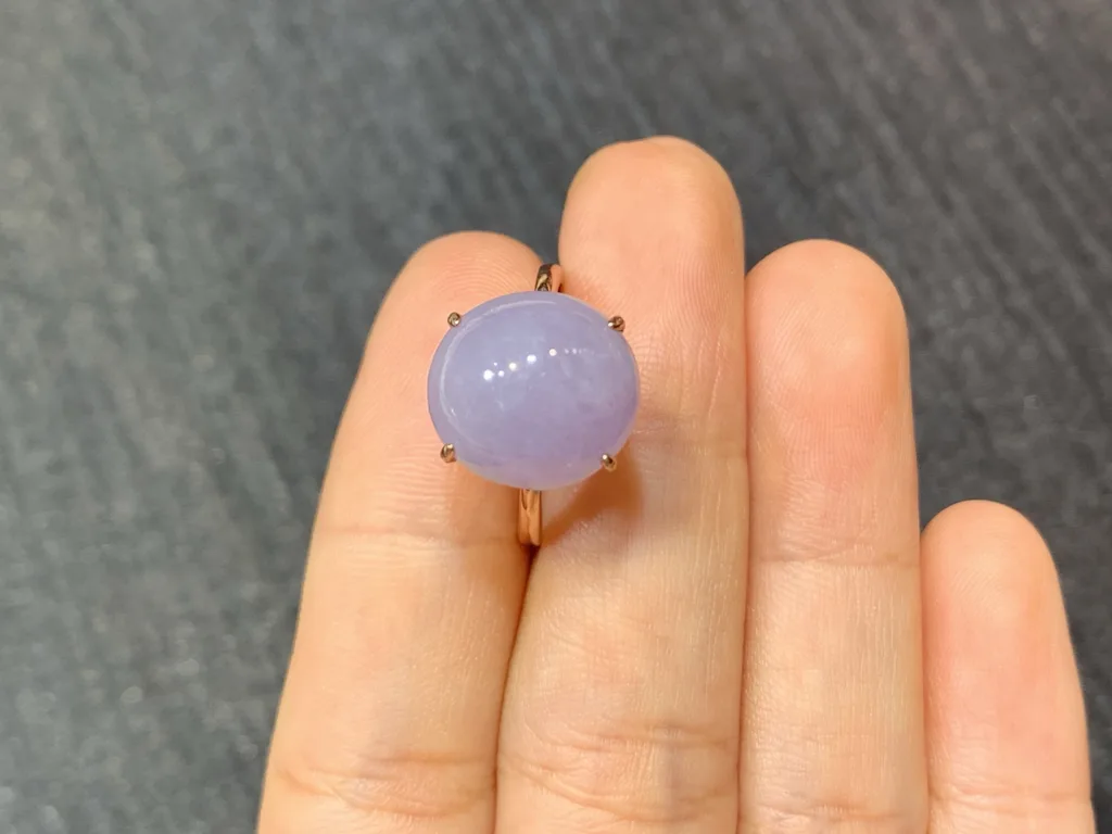 Lavender Natural Jadeite Cabochon Ring — S925 Silver · No. 311A (photo 3)