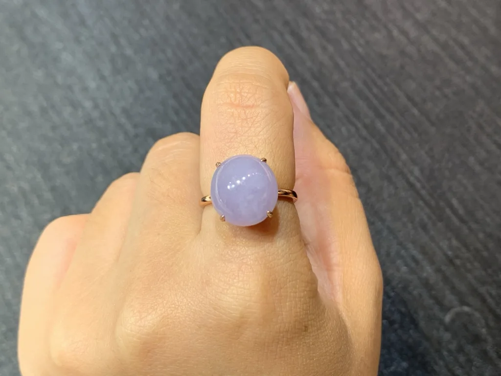 Lavender Natural Jadeite Cabochon Ring — S925 Silver · No. 311A (photo 5)