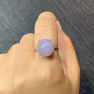 Lavender Natural Jadeite Cabochon Ring — S925 Silver · No. 311A (photo 5)