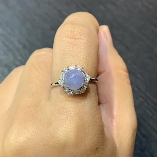 Lavender Natural Jadeite Cabochon Ring — S925 Silver · No. ECFB (photo 5)