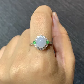 Lavender Natural Jadeite Cabochon Ring — S925 Silver · No. 3D55 (photo 5)