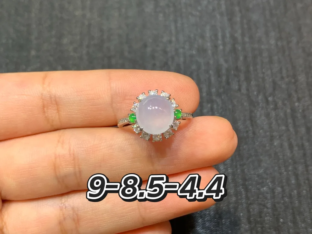 High-Icy Lavender Natural Jadeite Cabochon Ring — S925 Silver · No. 8EA3 (photo 1)