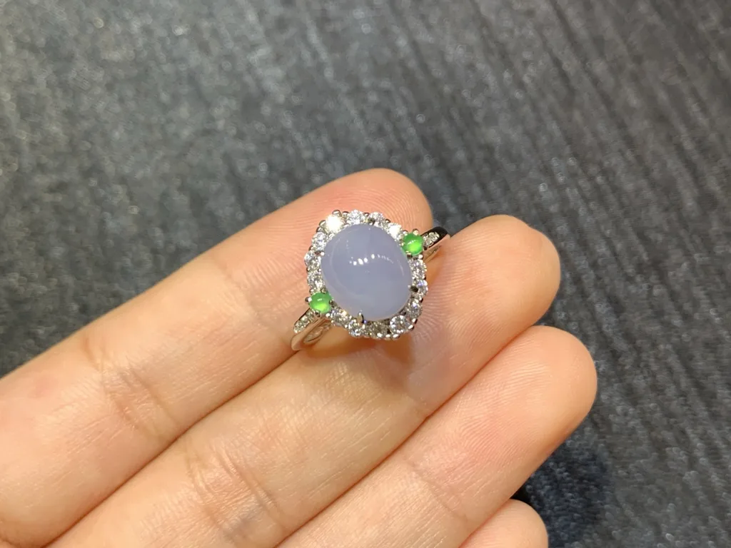 Lavender Natural Jadeite Cabochon Ring — S925 Silver · No. DC5B (photo 2)