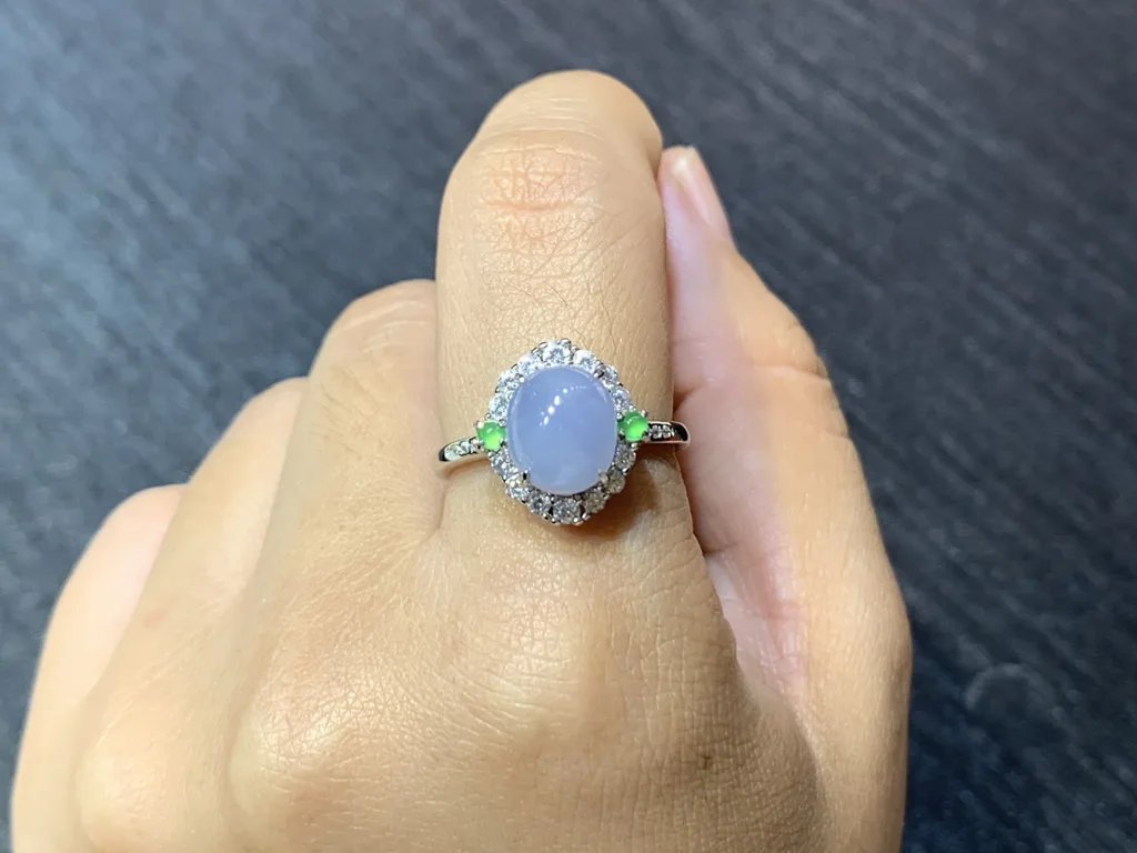 Lavender Natural Jadeite Cabochon Ring — S925 Silver · No. DC5B (photo 5)