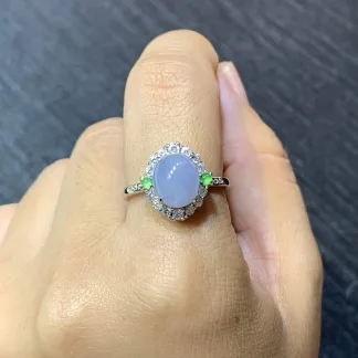 Lavender Natural Jadeite Cabochon Ring — S925 Silver · No. DC5B (photo 5)