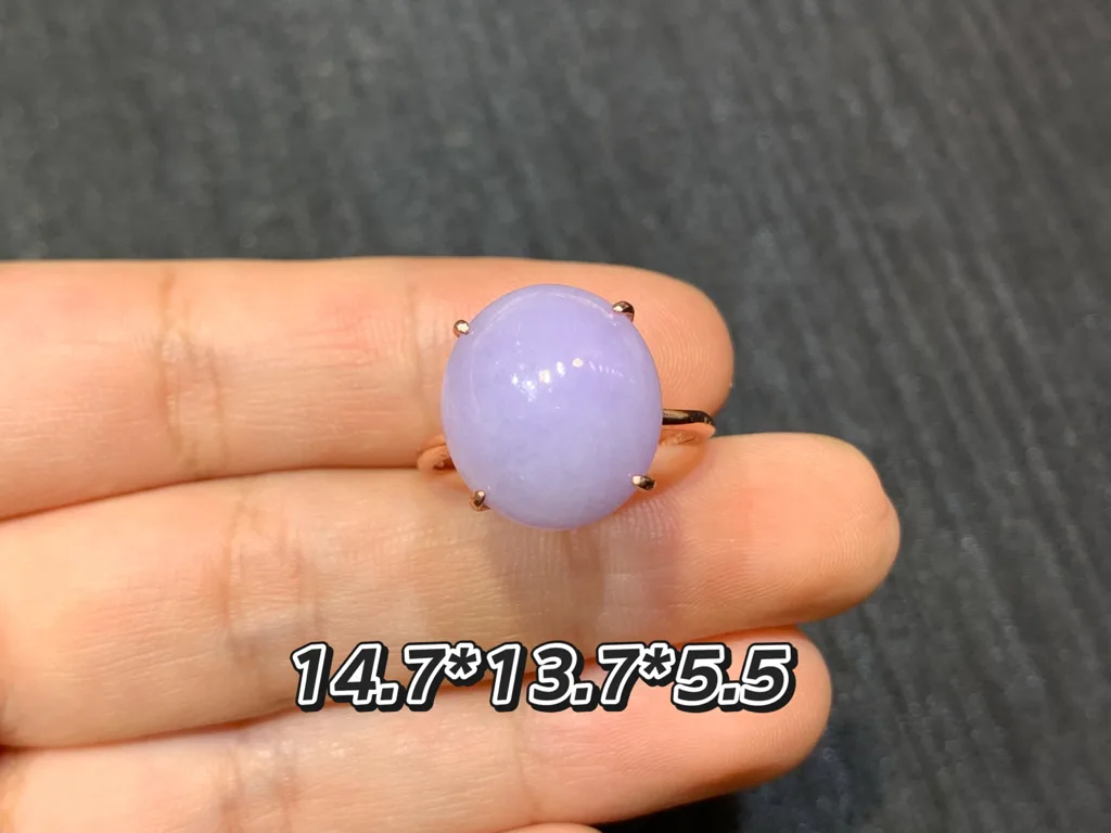 Lavender Natural Jadeite Cabochon Ring — S925 Silver · No. 4DF6 (photo 1)