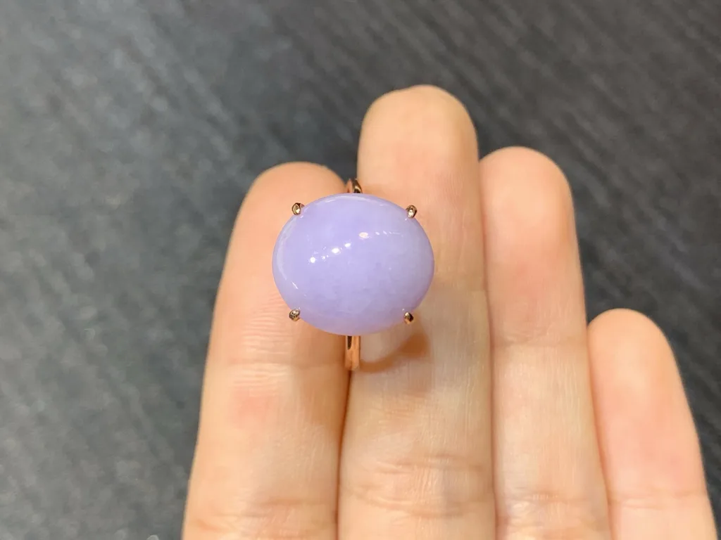 Lavender Natural Jadeite Cabochon Ring — S925 Silver · No. 4DF6 (photo 3)