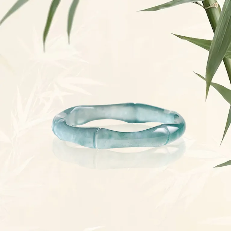 Grade A Blue Water Bamboo Natural Jadeite Band Ring · No. 6301