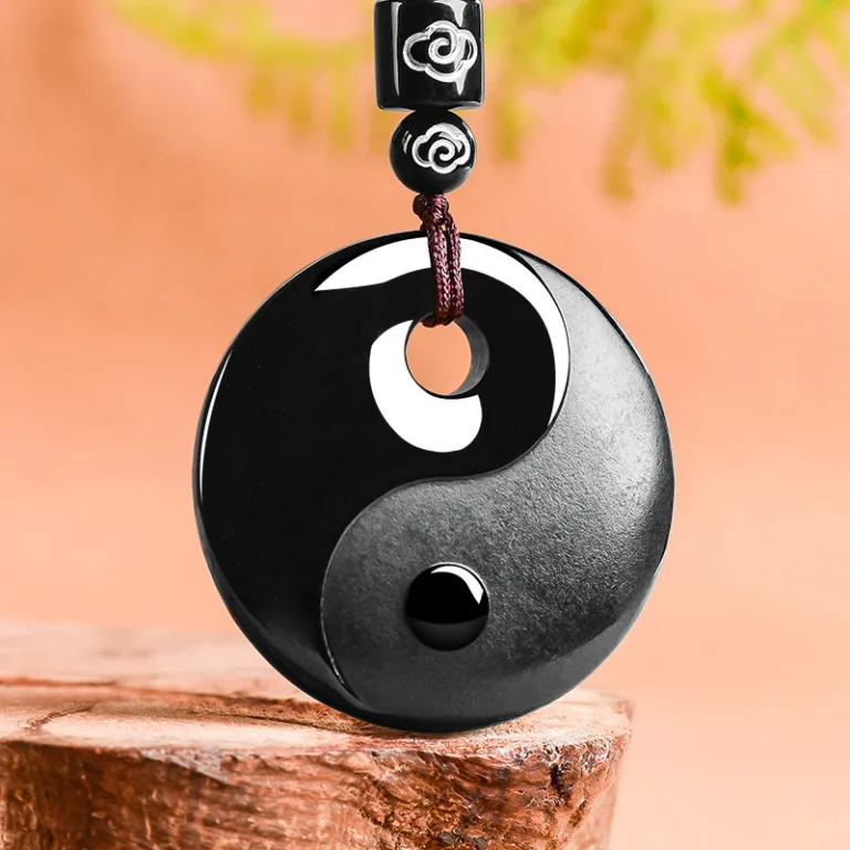 Grade A Black Yin Yang Natural Jadeite Pendant on Braided Cord · No. 58D2
