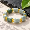Grade A Natural Jadeite Tortoise Pattern Carved Bead Bracelet · No. 7A77