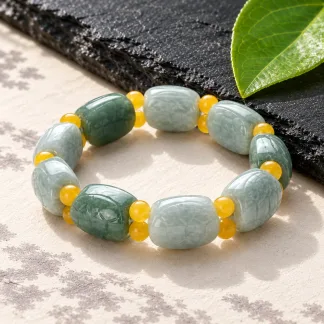 Grade A Natural Jadeite Tortoise Pattern Carved Bead Bracelet · No. 7A77