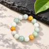Grade A Natural Jadeite Three Color Bead Bracelet 13 mm · No. 3D7E